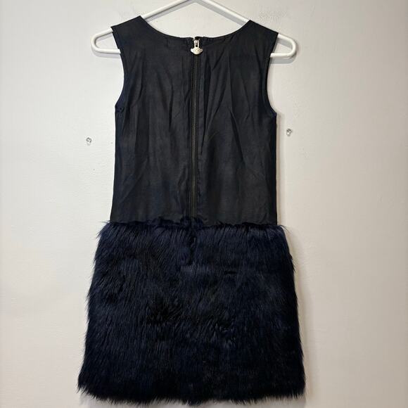 Appaman‎ Eve Faux Leather Faux Fur Girls Party Dress Navy Blue Size 14 - Picture 5 of 7